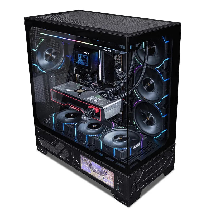 VALKYRIE PC Case VK03 ATX Gaming Desktop 6.2 in Touchscreen Removable 270° Sea View Room Supports 360 Water Cooled Computer Case