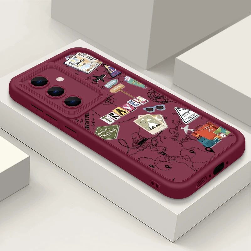 Travel Map Pattern TPU Case For Samsung Galaxy S25 Edge S22 S23 Ultra S24 FE A56 A36 A26 A55 A16 A15 A35 A25 A54 5G Phone Cover