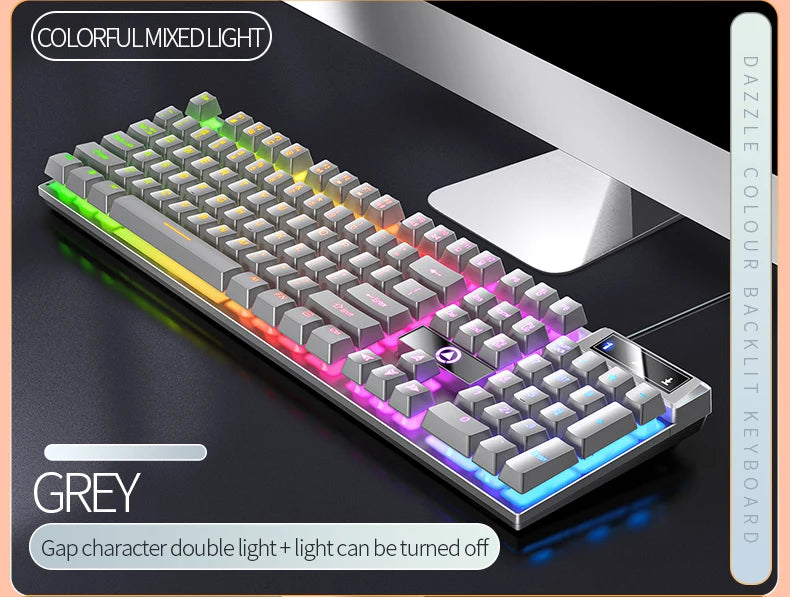 104 Keys Gaming Keyboard Wired Keyboard Color Matching Backlit Mechanical Feel Computer E-sports Peripherals for Desktop Laptop