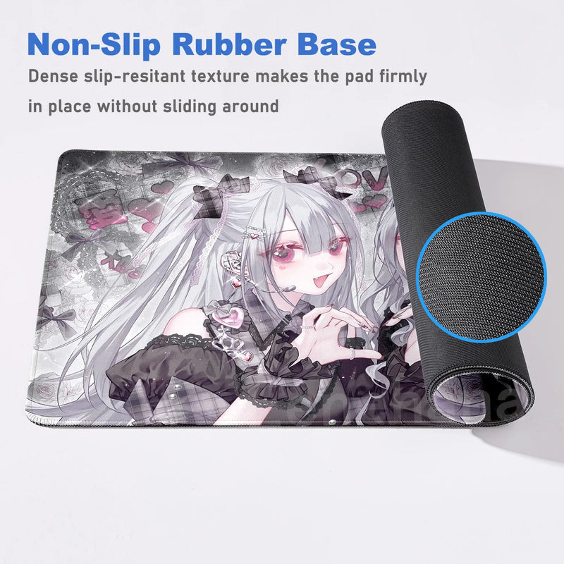 Anime Kawaii Girls PC Gaming Mouse Pad Pink Best Friend Computer Office Accessories Large Gamer Non-slip Keyboard Expansion Pads