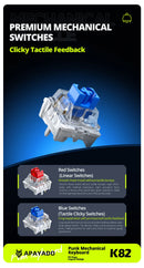 APAYADO K82 Wired Steampunk Mechanical Keyboard 75% Compact 82-Key Hot-Swappable RGB Retro Gaming Keyboard Multifunctional Knob