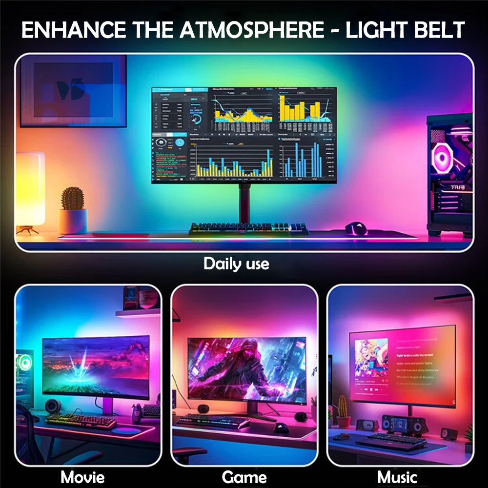 Gaming Lights Sync Strip Smart Ambient Lighting PC Display Backlight Lights Strip Smart Control RGB DIY Party Screen Light Game