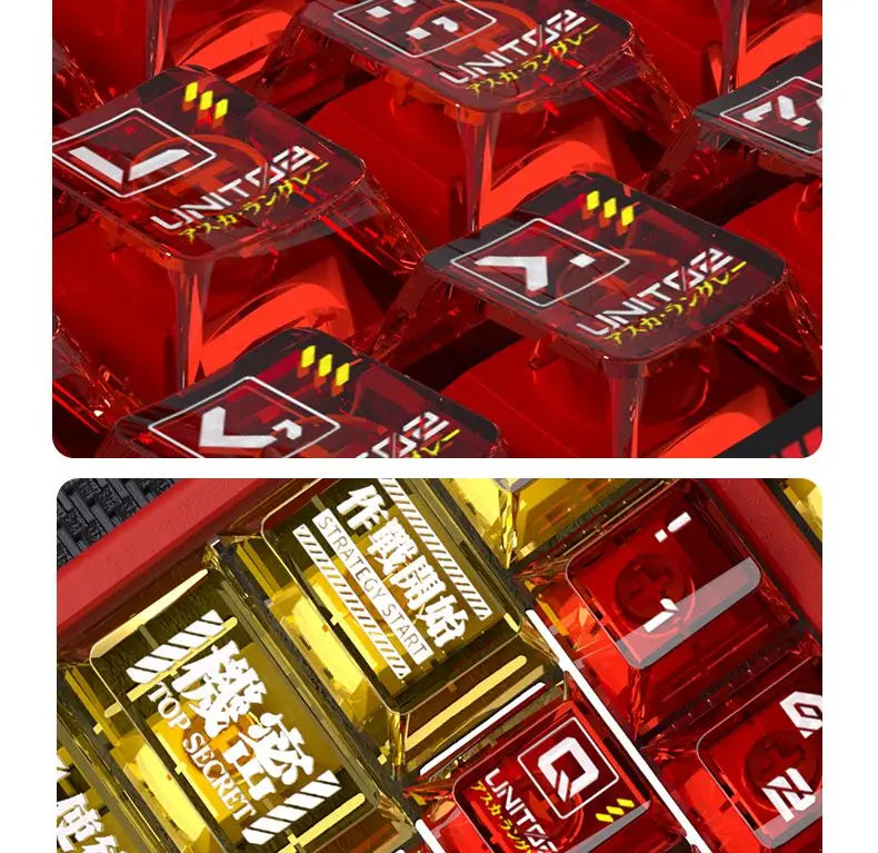 Anime Keycap Set PBT Five-sided Sublimation Ergonomic Original Height Asuka Langley Soryu Mechanical Keyboard Translucent Keycap