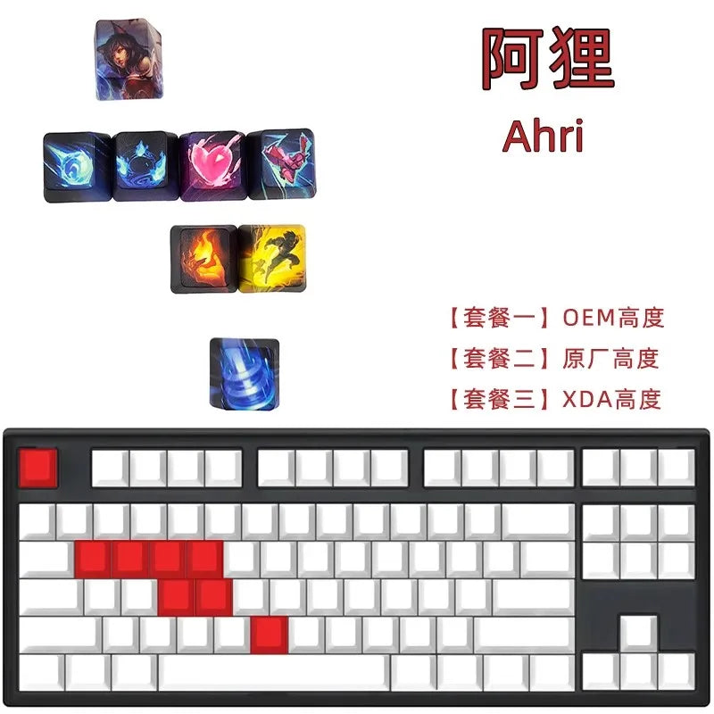 1 Set LOL Keycaps For MX Switch PBT 5 Sides Dye Subbed Keycap All Champions Can Be Customized OEM Cherry XDA Profile Key Cap