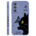 Cat Butterfly Phone Case For Samsung Galaxy A55 A35 A25 A15 A16 A06 A05 A05S A54 A34 A24 A14 A04 A04S A04E 4G 5G Cover