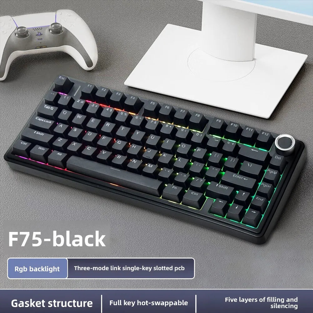 AULA F75 Wireless Mechanical Keyboard Hot Swappable,Pre-lubed Reaper Switches, 2.4GHz/Type-C/BT5.0, RGB Backlit Gaming Keyboards