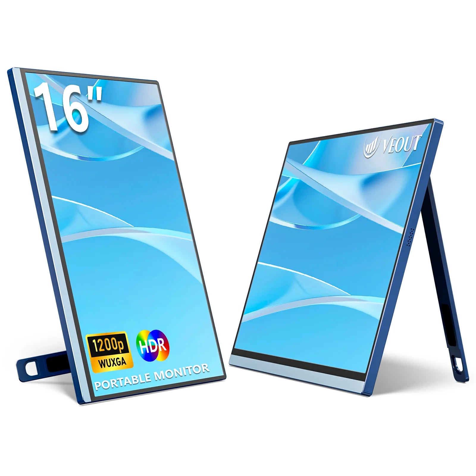 VEOUT 16inch Portable Monitor with USB-C 1920 * 1200P IPS, Freesync HDMI Gaming Monitor with Kickstand, Available in Four Colors