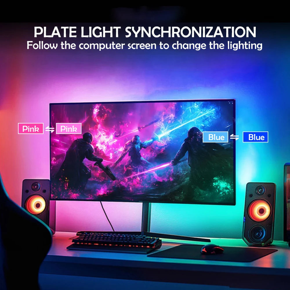 Gaming Lights Sync Strip Smart Ambient Lighting PC Display Backlight Lights Strip Smart Control RGB DIY Party Screen Light Game