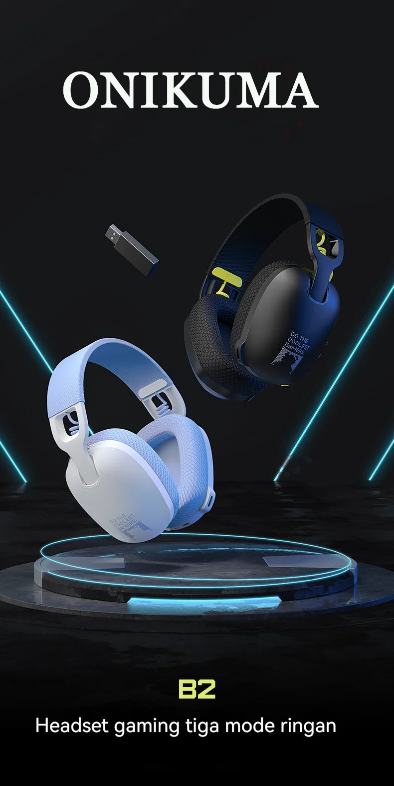 2025 New Onikuma  B2 Wireless Gaming Headset For PS5 PS4 PC 2.4GHz USB Game Headphones With Mic Ergonomic Design 5.3 Headphone