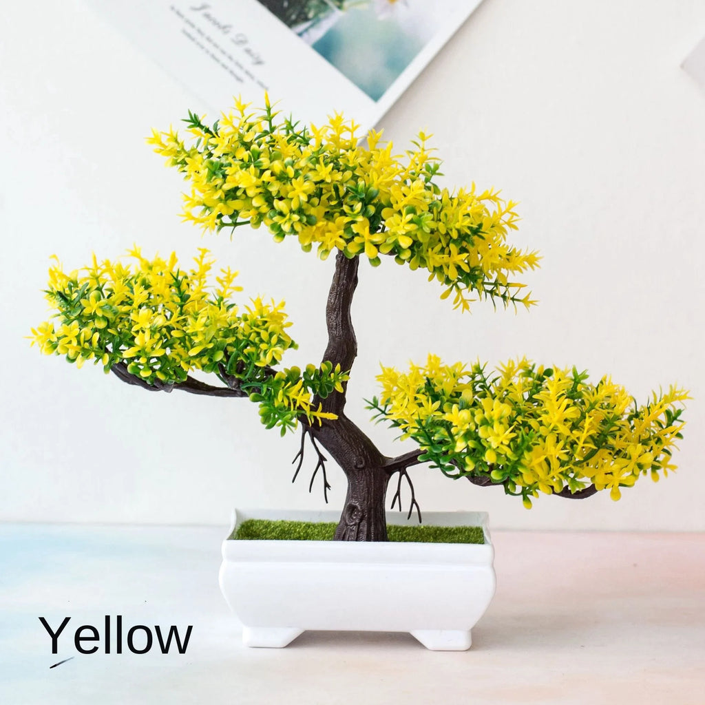 Artificial Plant Bonsai Plastic Small Tree Pot Fake Plant Flower Potted Ornaments for Home Room Table Garden Hotel Decoration