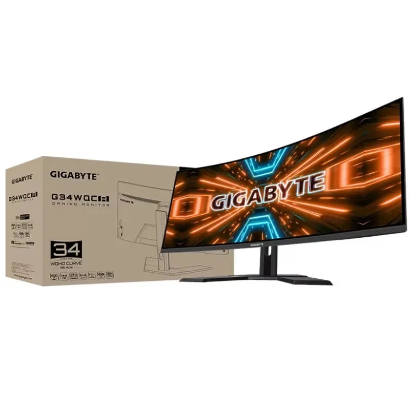 GIGABYTE G34WQC a 34" Inch 144Hz 1ms 3440 X 1440 VA 1500R Display 90% DCI-P3 VESA Display HDR400 Curved Used Gaming Monitor
