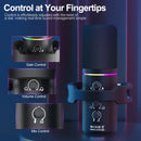 XLR/USB Dynamic Microphone Kit, PC Microphone for Streaming, Podcasting, Gaming, RGB, Mute and Noise Cancelling Function, Volume