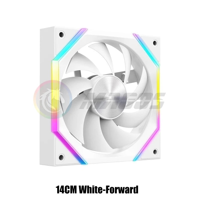 140 RGB Case Fan, 14025 Silent 6-30dBa 89CFM Big Airflow, 14CM Cabinet Cooler Support 5V ARGB SYNC, Forward Or Reverse Blades