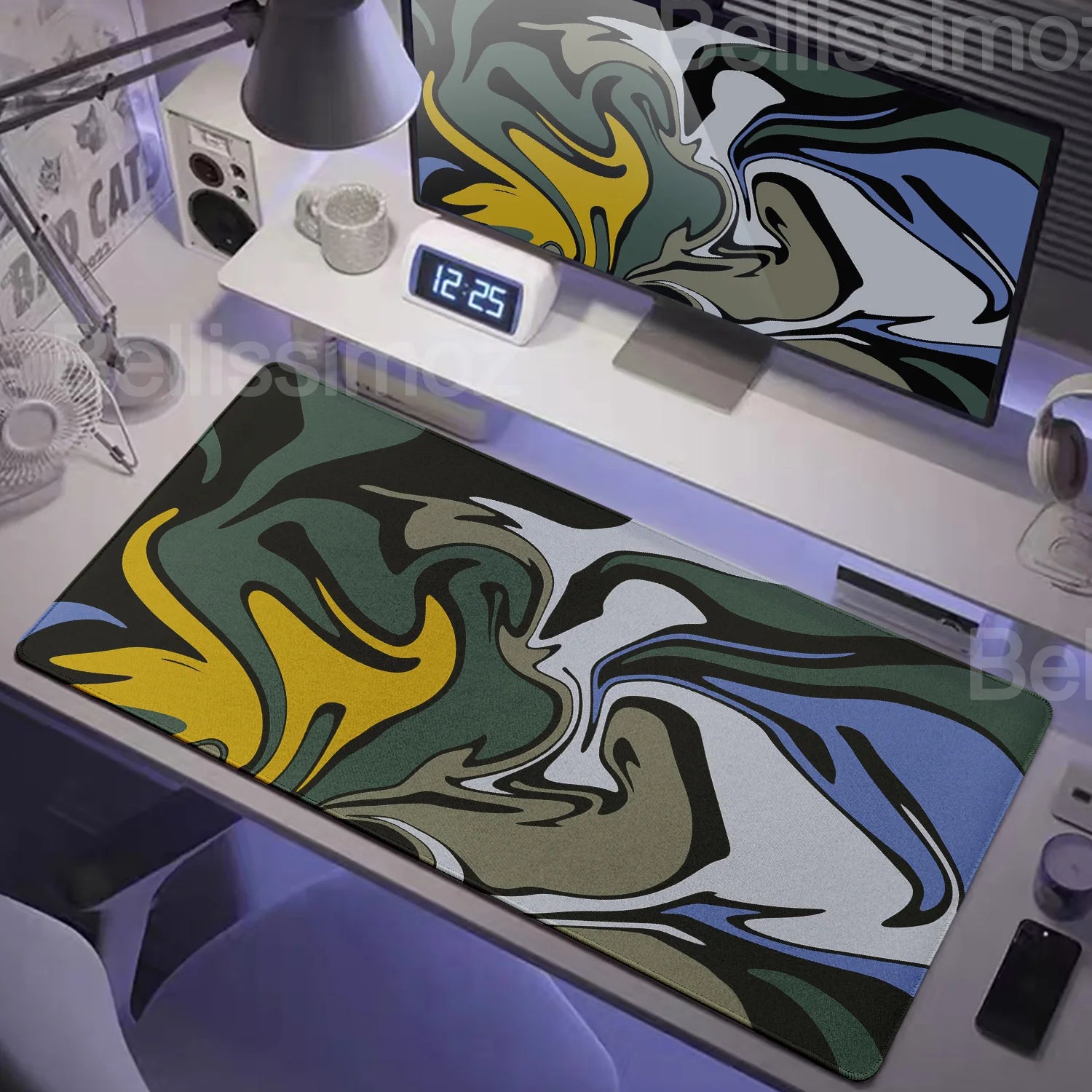 Strata Liquid Mousepad Large Gaming Keyboard Extended Pads Purple and Black Mouse Mat Topographic Mouse Pad PC cabinet Deskmat