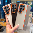 Colorful Faux Leather Red Lens Ring Raised Protective Lens Case For Samsung S25 Edge S25 Ultra Galaxy S24 + Camera Protect Cover