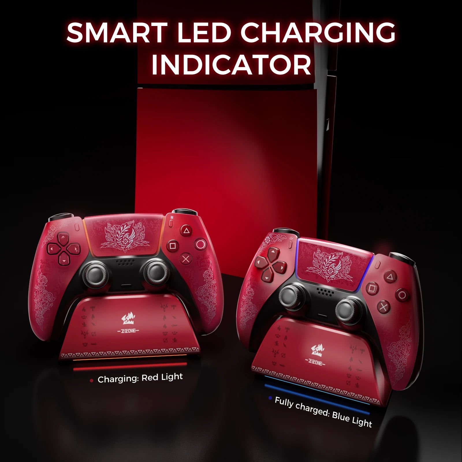 IINE Charging Station for PS5 Controller, Anti-slip Design, LED Indicator, Overcharge Protection, Fast Charging