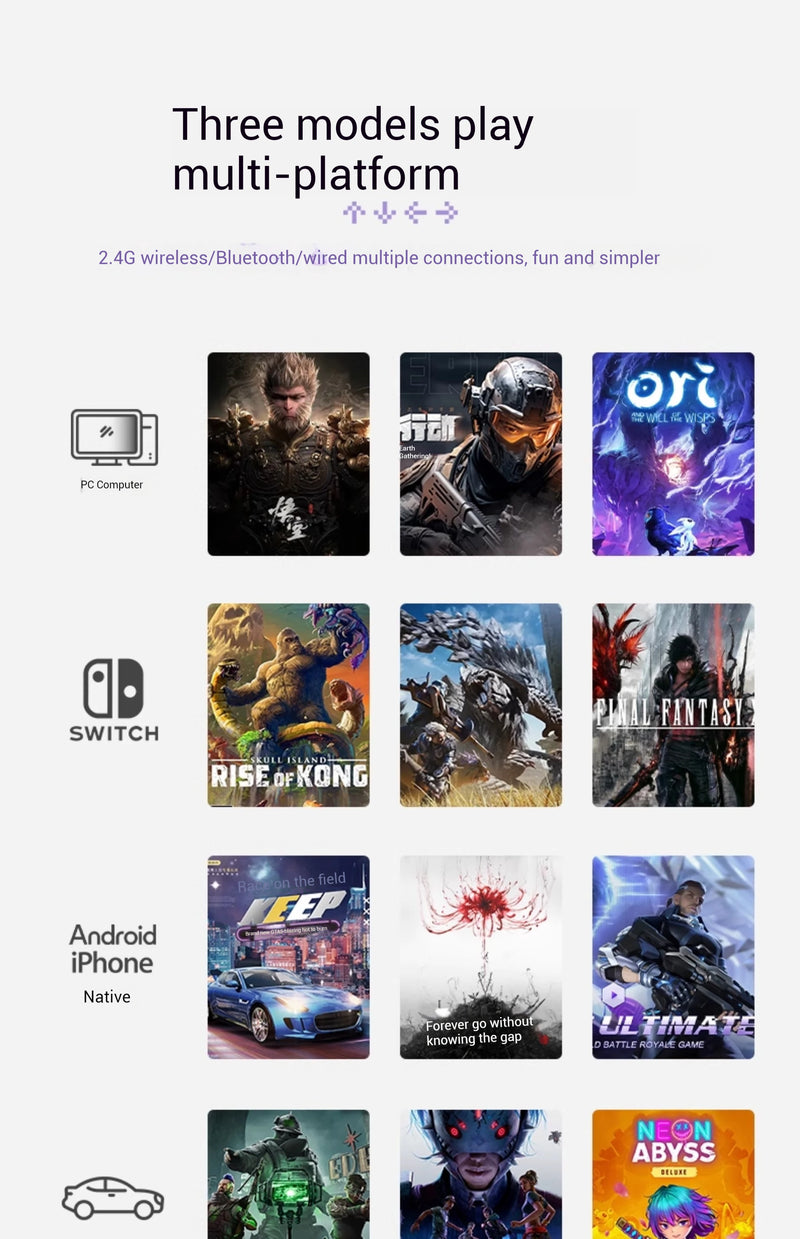 AOLION K20 Wireless Gaming Controllers TMR Joystick Replaceable Magnetic Shell Gamepads Custom For PC NS2 Steam Gamer Gfits