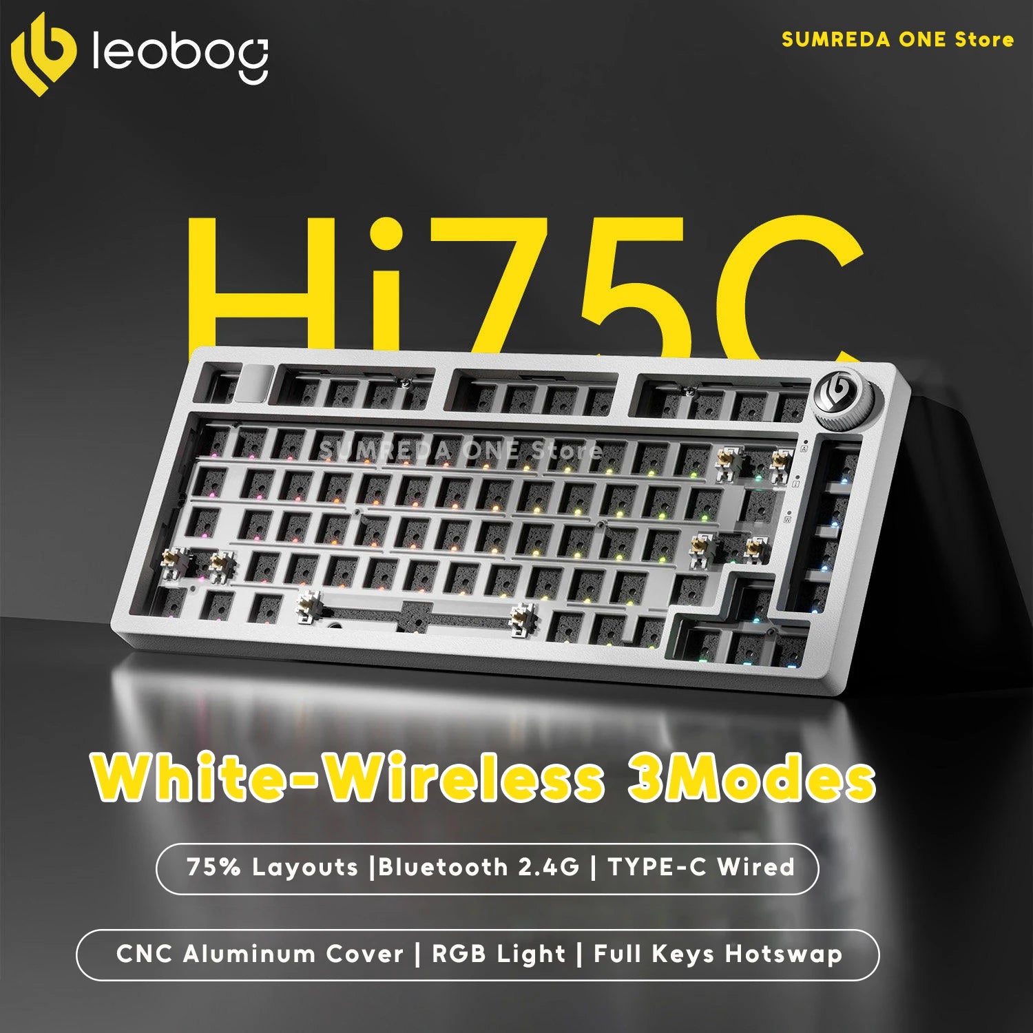Leobog Hi75C Pro Aluminum Gasket Mechanical Keyboard | Wireless Tri-Mode, Hot-Swap & RGB | 75% Custom Gaming Keyboard