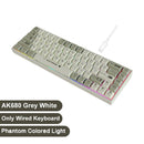 AJAZZ AK680 Gaming Mechanical Keyboard ABS Keycap 68 Keys Wired Wireless Bluetooth Keyboard Hot Swap Custom Gasket for Pc Laptop