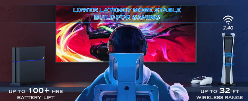 BINNUNE BW01 Wireless Gaming Headset with Mic for PC PS4 PS5 2.4G Bluetooth USB Gamer Headphones with Mic for Laptop Computer