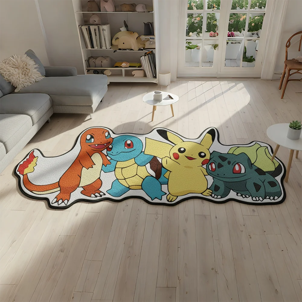 Area Rug  Anime Pikachu Charizard Squirtle Bulbasaur Gengar Mewtwo Pokémon Super Cool Handmade Printed Carpet for Home Decor