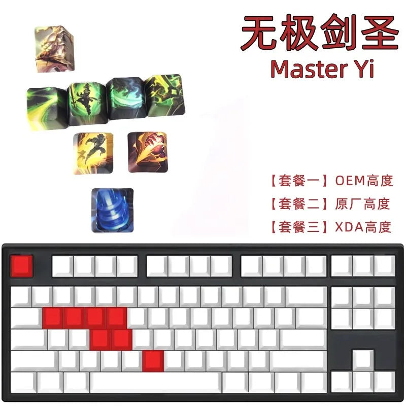 1 Set LOL Keycaps For MX Switch PBT 5 Sides Dye Subbed Keycap All Champions Can Be Customized OEM Cherry XDA Profile Key Cap