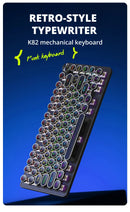 APAYADO K82 Wired Steampunk Mechanical Keyboard 75% Compact 82-Key Hot-Swappable RGB Retro Gaming Keyboard Multifunctional Knob