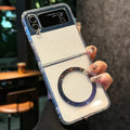 Transparent Glitter Magnetic Phone Cover For Samsung Z Flip7 5 Wireless Charge Cases For Galaxy Z Flip 6 flip4 zflip3 Bling Case