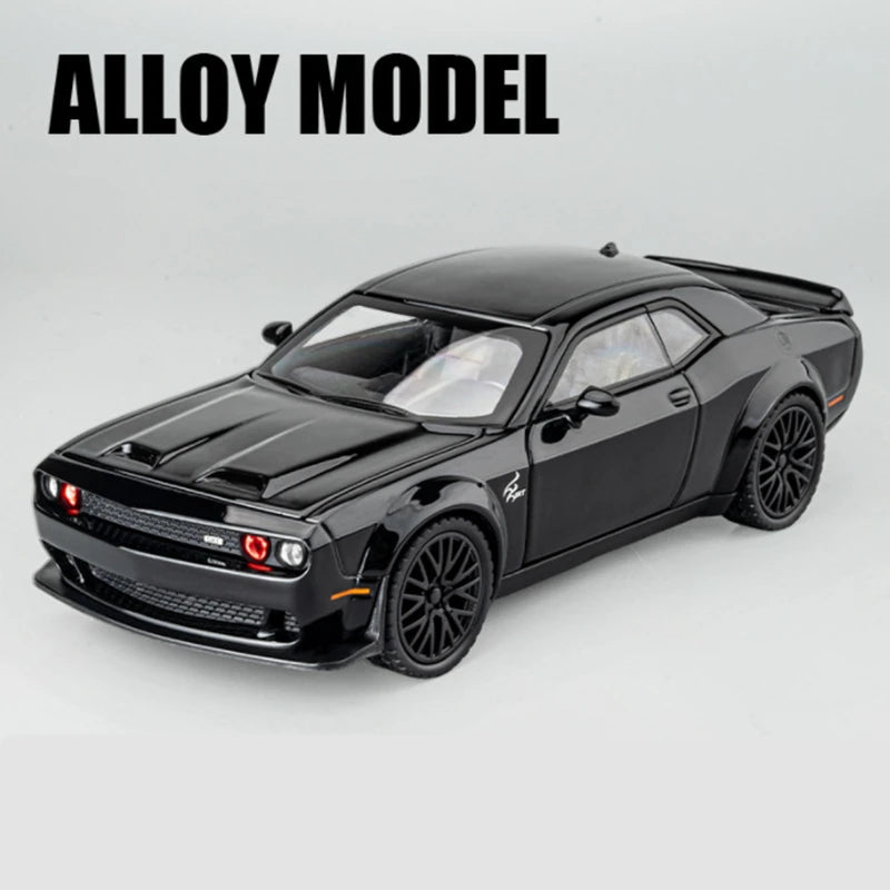1:32 Dodge Challenger SRT Alloy Musle Car Model Diecasts Metal Sports Car Model Simulation Sound Light Collection Kids Toys Gift