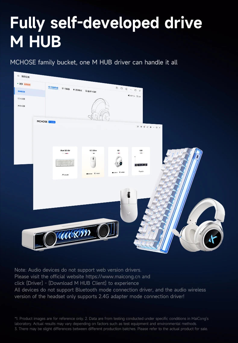 MCHOSE X9 Wireless Headworn Game 7.1 Headset Bluetooth 2.4G Three Mode 53mm Aluminum Foil Polymer Diaphragm eSports Gift Headset