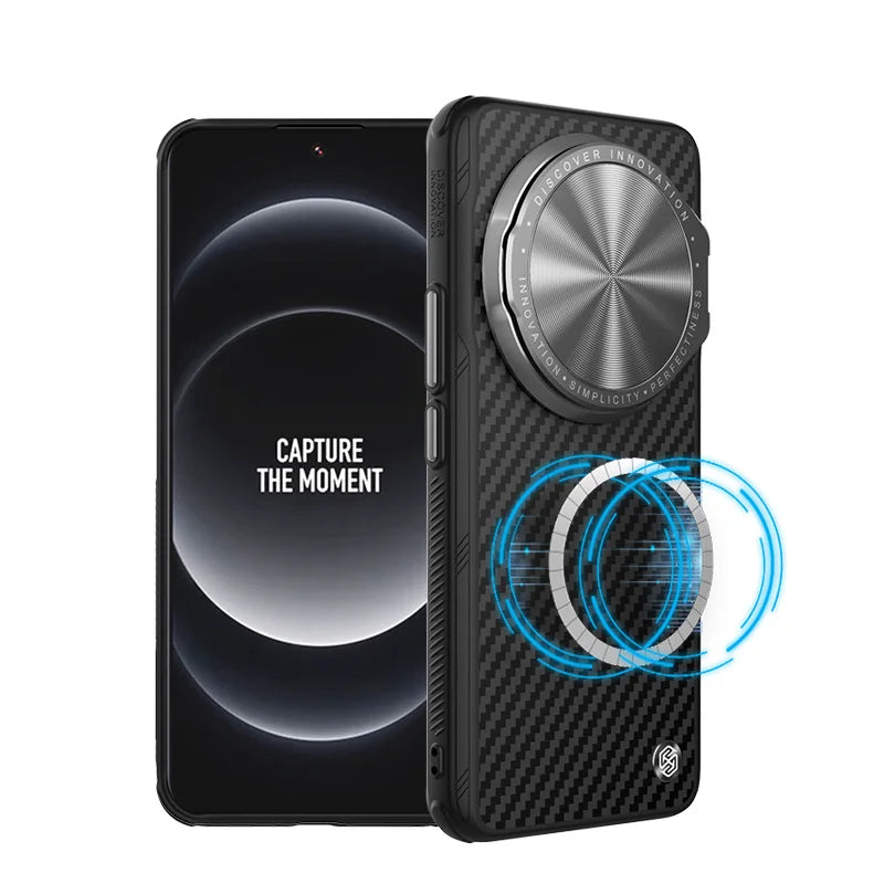 Nillkin For Xiaomi 14 15 Ultra Case CarboProp Aramid Fiber Magnetic Kevlar Aluminium Alloy Camera Lens Stand Cover