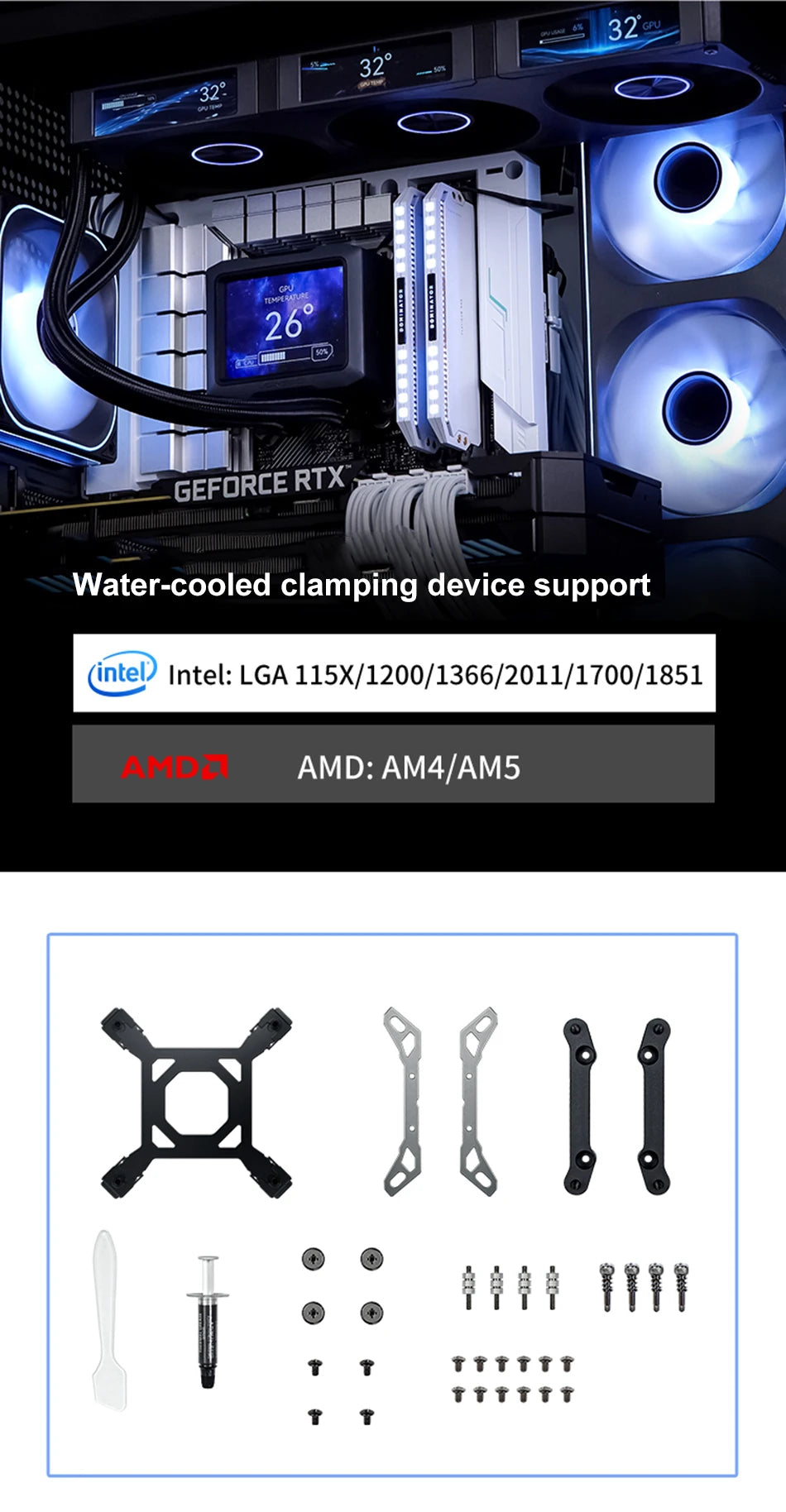 Jonsbo TF3-360SCW Water Cooled Radiator Screen Display ARGB Integrated 360 AIO CPU Liquid Cooling TF3-360SC LGA115X 1700 AM4AM5