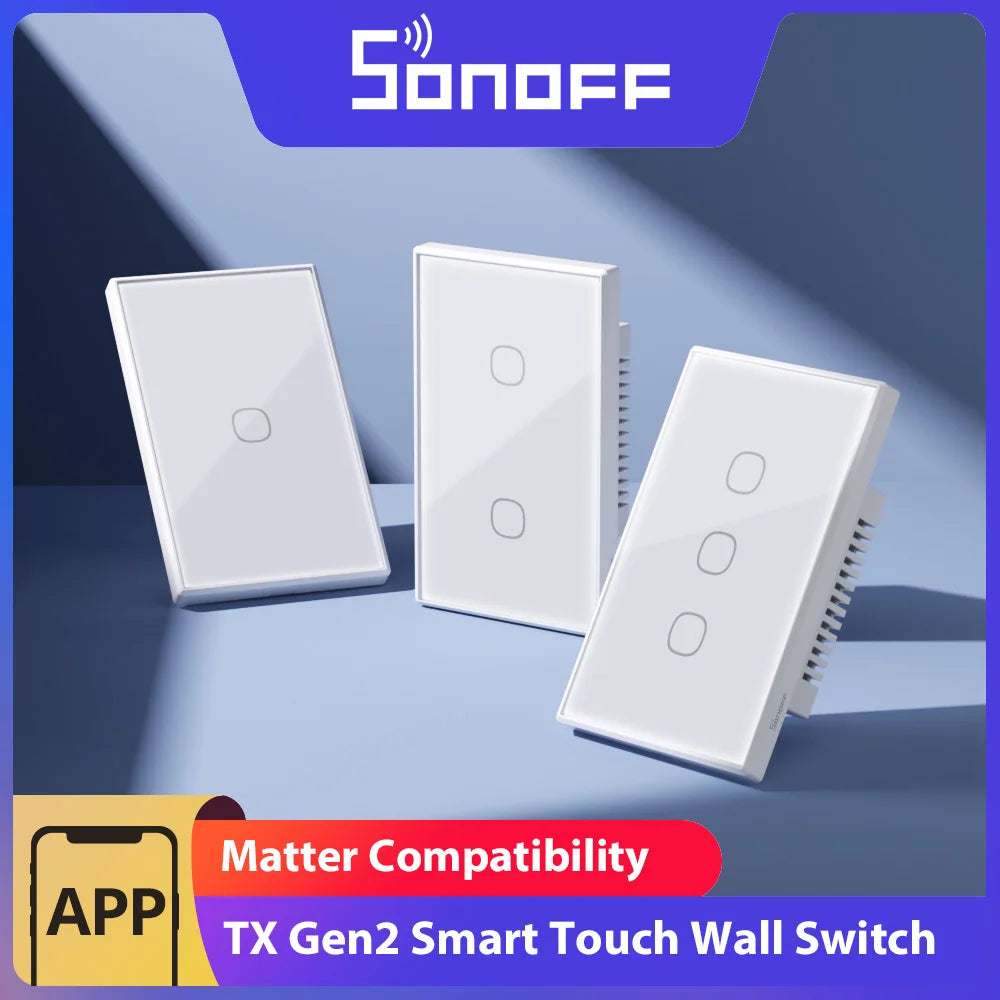 SONOFF TX Gen2 US Smart Touch Wall Switch T6 120 Matter Detach Relay Adjustable Night Switch Locator Apple Ecosystem Compatible
