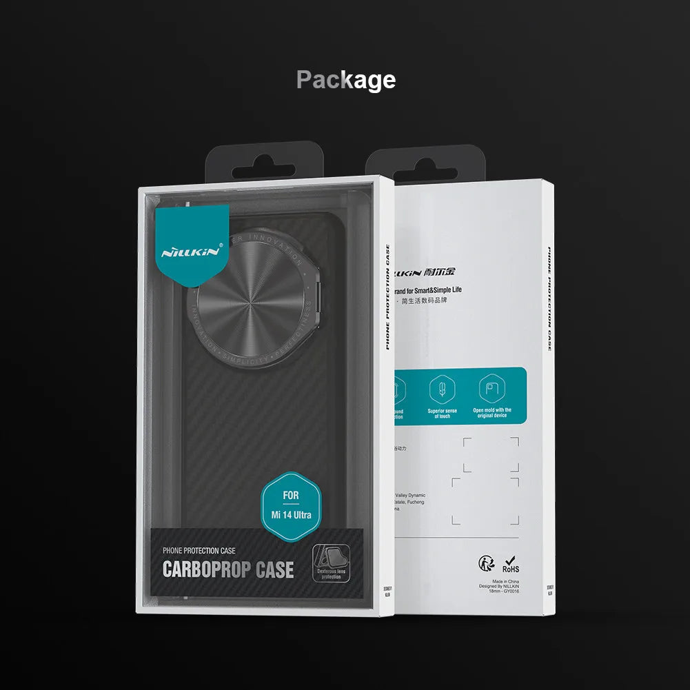 Nillkin For Xiaomi 14 15 Ultra Case CarboProp Aramid Fiber Magnetic Kevlar Aluminium Alloy Camera Lens Stand Cover