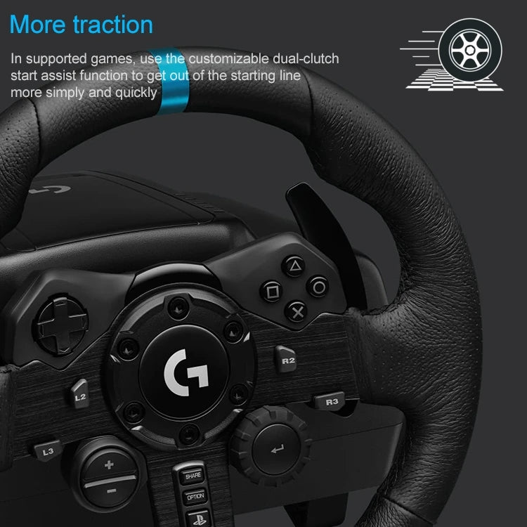 Original Logitech G923 Racing Wheel and Pedals for PC PS4 PS5 Racing Simulation Game Featuring Vibration Motor steering wheel