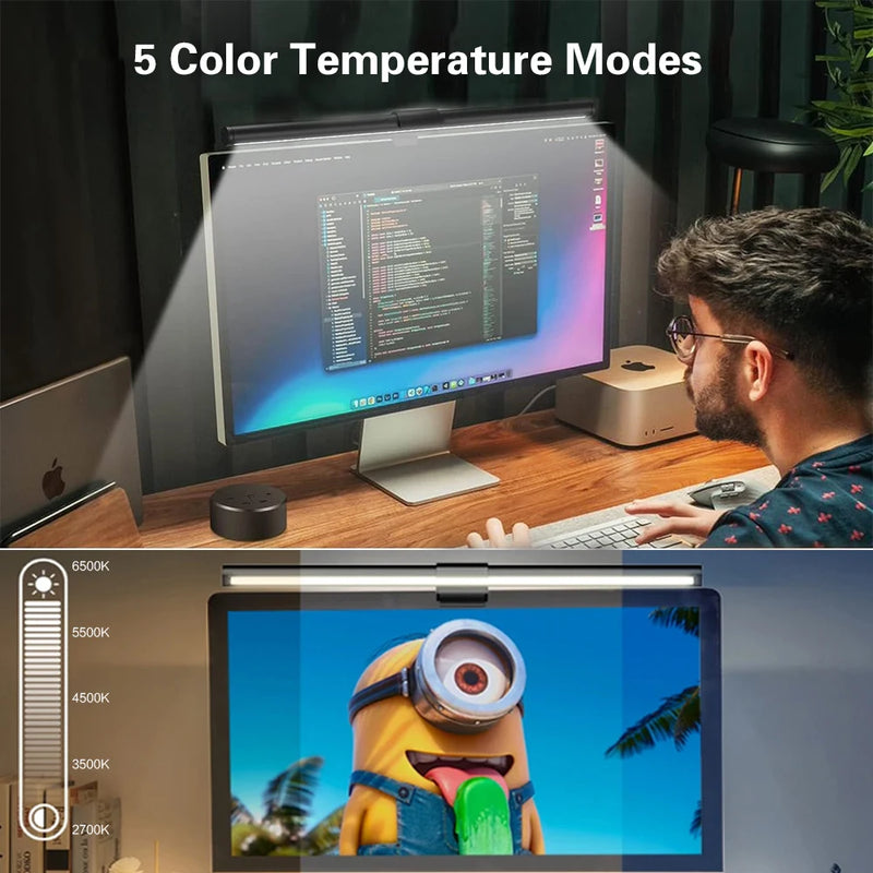 Wiscolor Monitor Light Bar Stepless Dimming Gaming Desktop Lighting with Remote Control Eye Protection USB Reading Light 44cm