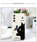 Cat Butterfly Phone Case For Samsung Galaxy A55 A35 A25 A15 A16 A06 A05 A05S A54 A34 A24 A14 A04 A04S A04E 4G 5G Cover