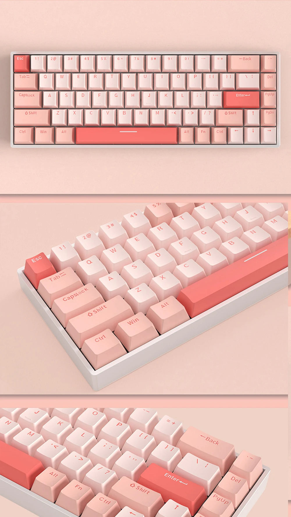 G68 Gaming Mechanical keyboard Wireless/Bluetooth Hot-Swappable 65% Keyboards Customized RGB Backlit for Gamer Tablet Computer