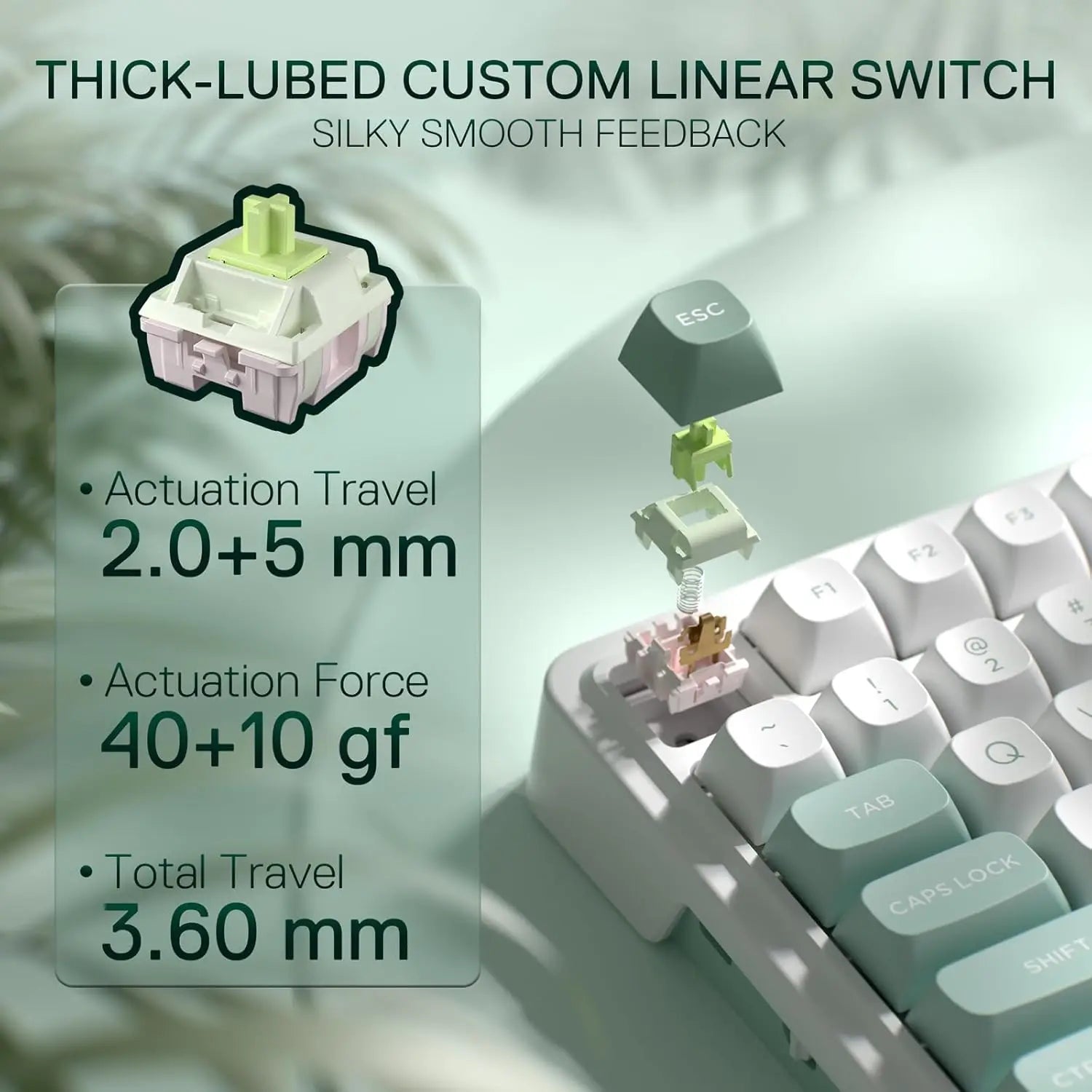 Redragon K719 Wireless Gasket Gaming 95 Keys Mechanical Keyboard,Easy-Control 1.14’’ TFT Info Display,Mint Mambo Switches