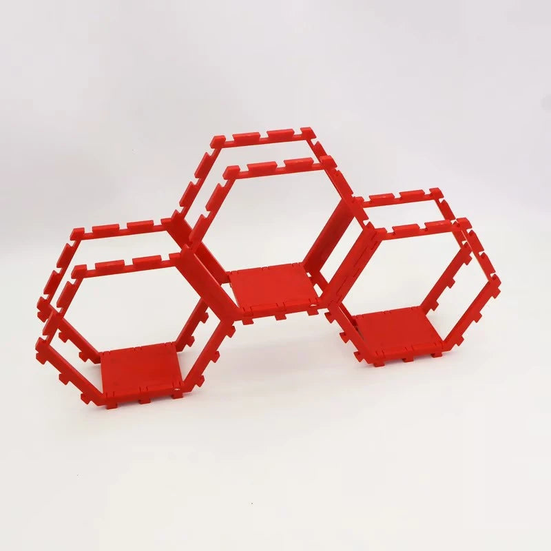 Hexagon Display Shelf for Action Figures Collectibles Multi-Color Home Decor Organizer | Stackable Modern Geometric Storage
