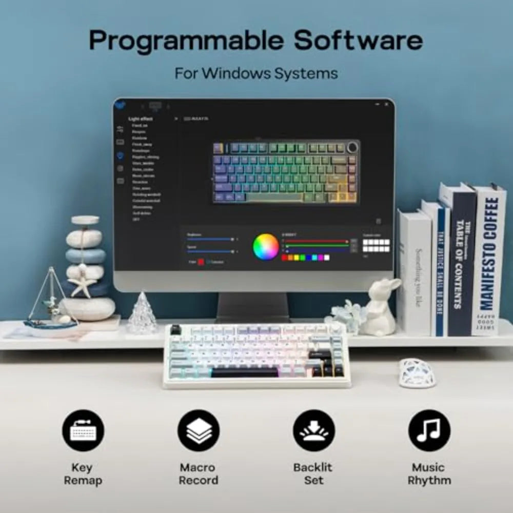 AULA F75 Wireless Mechanical Keyboard Hot Swappable,Pre-lubed Reaper Switches, 2.4GHz/Type-C/BT5.0, RGB Backlit Gaming Keyboards
