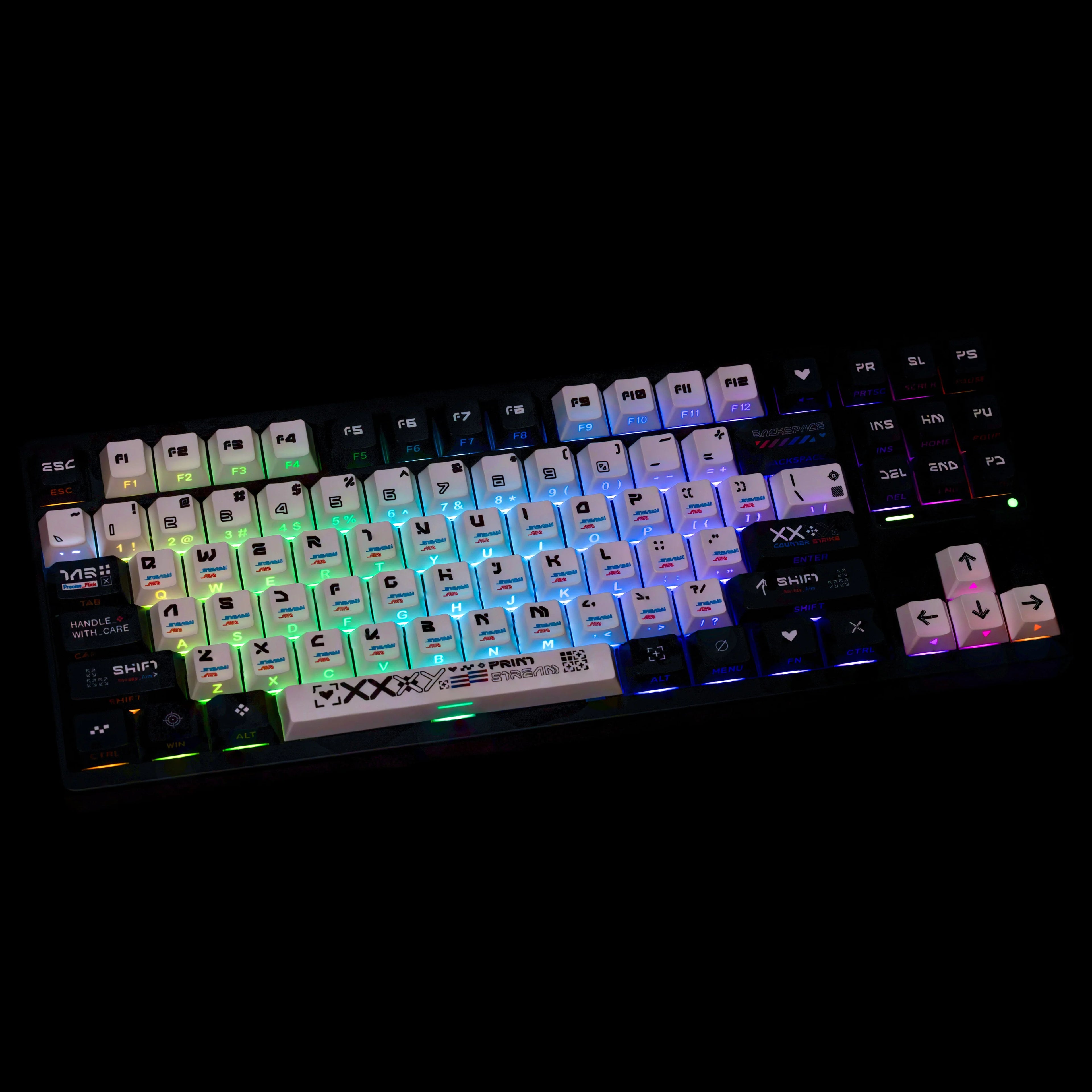 Print Stream Keycaps Dye-Sub PBT Side light Cherry Profile DE/FR/KR/RU/AR/JP/ES For Mechanical Keyboard ISO Layout CS GO