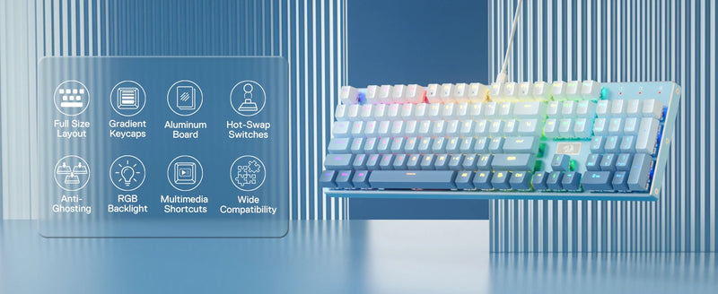 Redragon K556 SE RGB LED Backlit Wired Mechanical Gaming Keyboard, Aluminum Base, 104 Keys, Hot-Swap Linear Quiet Red Switch