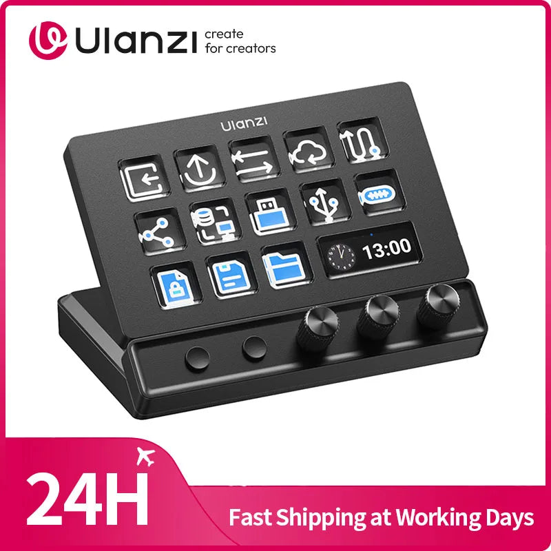 Ulanzi D200X All-in-One Creative Deck Studio Controller for Video/Photo Editing 8-in-1 Docking Station with Audio Jack 4K HDMI