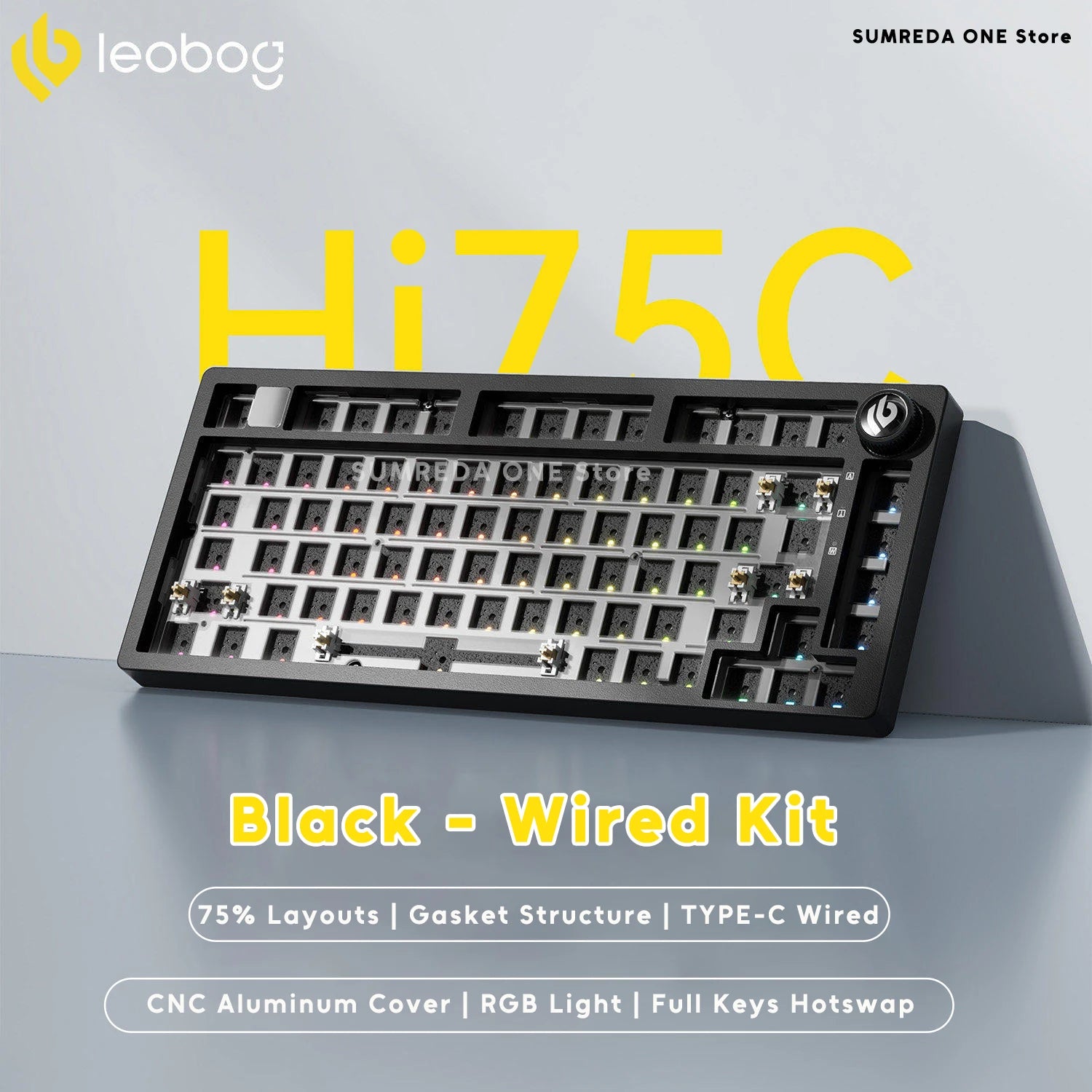 Leobog Hi75C Pro Aluminum Gasket Mechanical Keyboard | Wireless Tri-Mode, Hot-Swap & RGB | 75% Custom Gaming Keyboard
