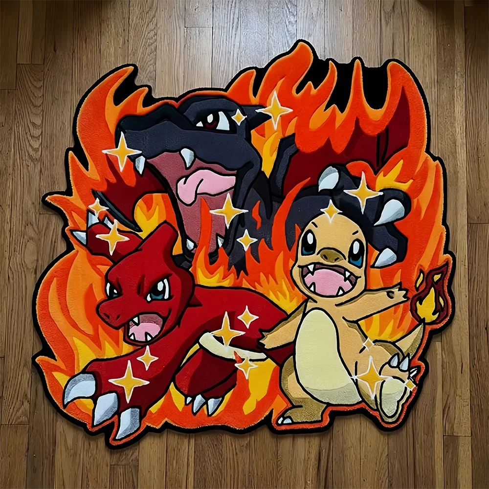 Area Rug  Anime Pikachu Charizard Squirtle Bulbasaur Gengar Mewtwo Pokémon Super Cool Handmade Printed Carpet for Home Decor