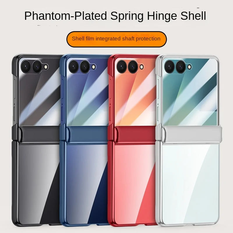 With Tempered Glass Protective Phone Case For Samsung Galaxy Z Flip7 flip 7 Spring Hinge All-inclusive Camera protect Cover