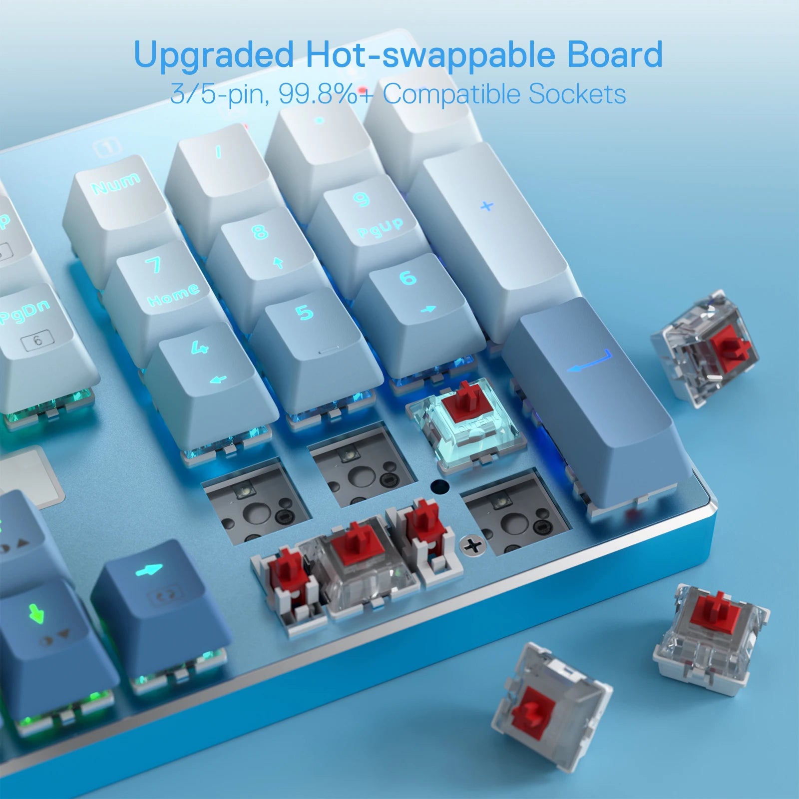 Redragon K556 SE RGB LED Backlit Wired Mechanical Gaming Keyboard, Aluminum Base, 104 Keys, Hot-Swap Linear Quiet Red Switch