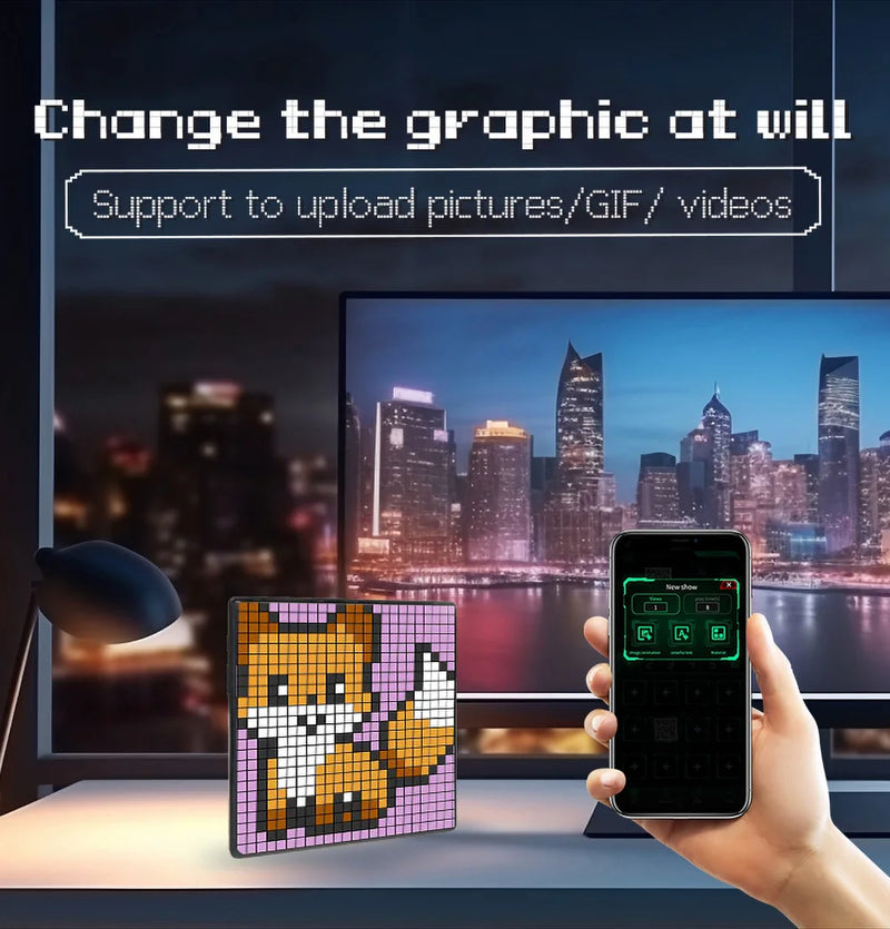 64X64 Smart LED Pixel Display RGB DIY Programmable Pixel APP Control Art Display Creative Animations For Gaming Room Decor