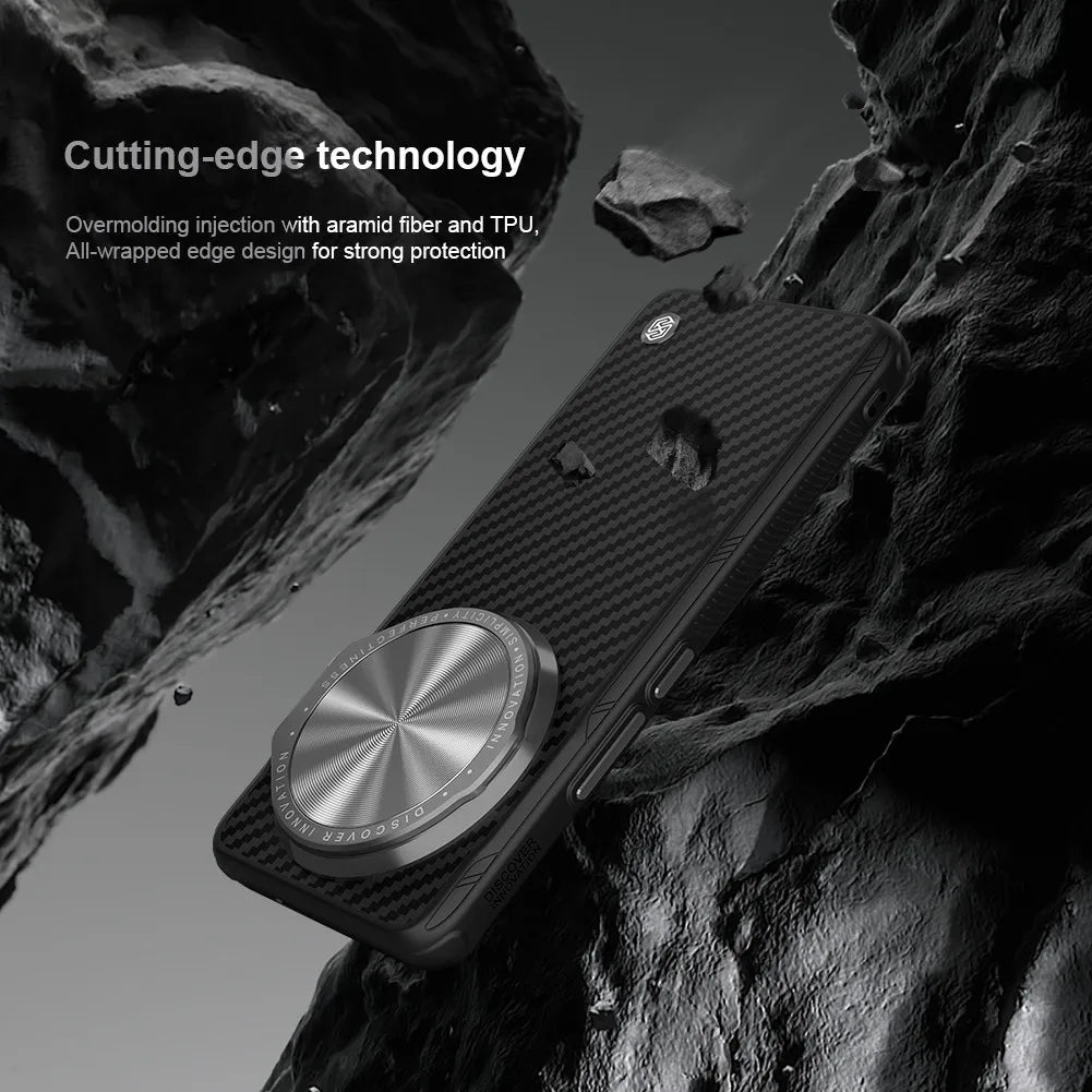 Nillkin For Xiaomi 14 15 Ultra Case CarboProp Aramid Fiber Magnetic Kevlar Aluminium Alloy Camera Lens Stand Cover